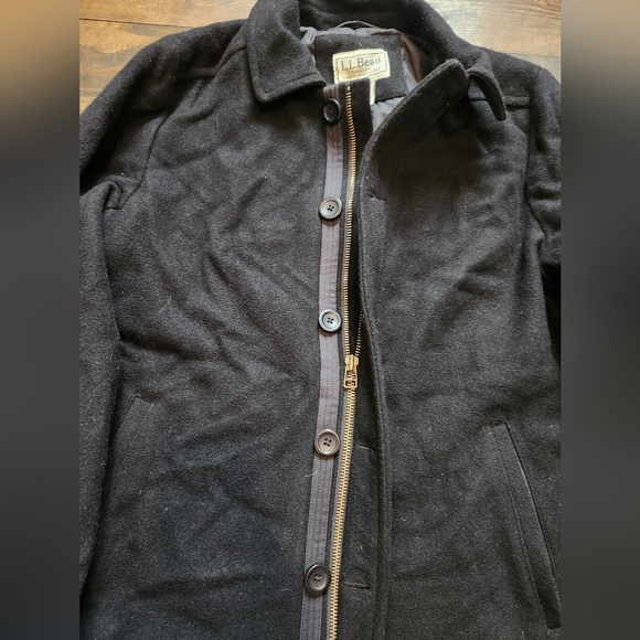 LL Bean Wool Jacket Large Thinsulate 3M Black 295973 - Picture 5 of 8